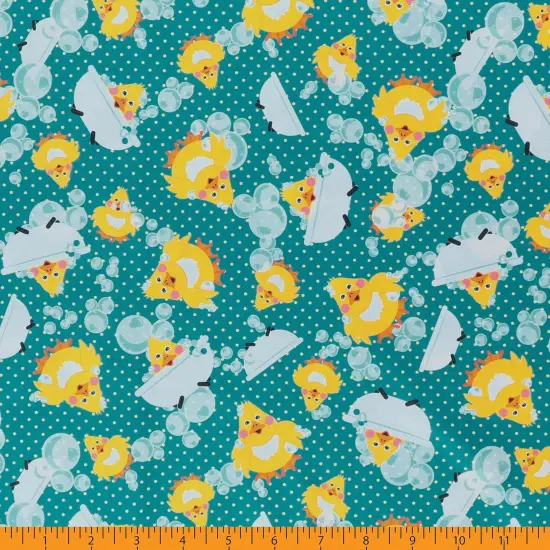 Mook Fabrics Bath Time Printed PUL Fabric [60 in. Wide] - By The Yard Teal {3}