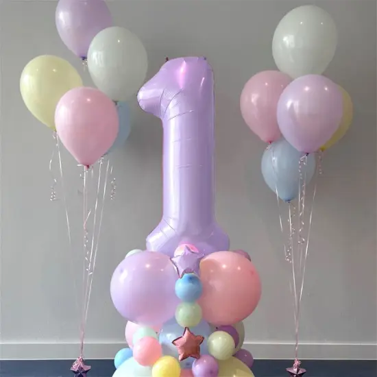 Number Balloons 10 Pastel Purple, 40 Inch Lavender Mylar Foil Number 1 & 0 Balloons for Girls 10th Birthday Balloons, Large Light Purple Helium 10 Balloons for Women 10th Anniversary Party Decorations {4}