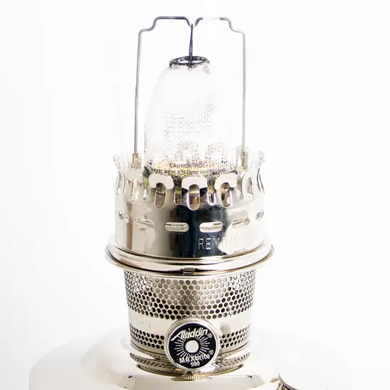 Aladdin Oil Fuel Lamp, Indoor Emergency Lighting for Shelf, Table or Hanging, Chrome or Brass Finish {6}