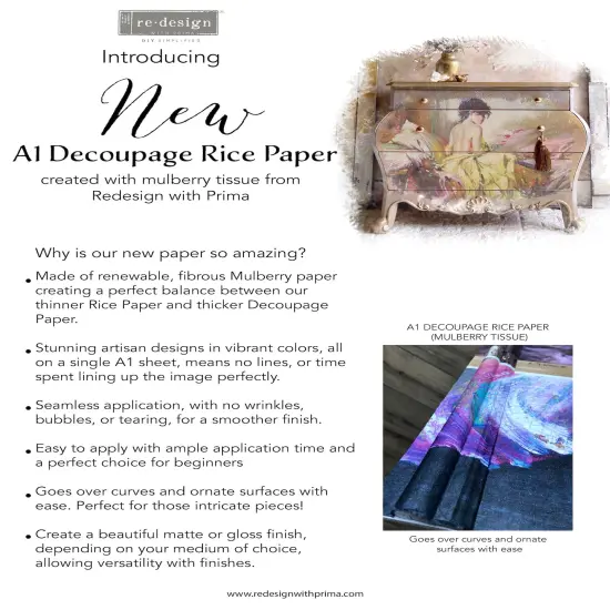 Redesign A1 Decoupage Rice Paper (Mulberry Tissue Paper) - Harmony 23.4"X33.1" {2}