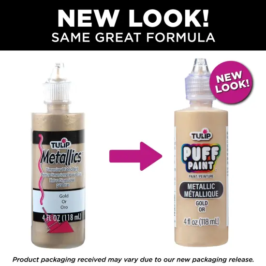 Tulip Puff Paint Metallic Gold, Multi-Surface Craft Paint, 4 fl. oz. 3 Pack {6}