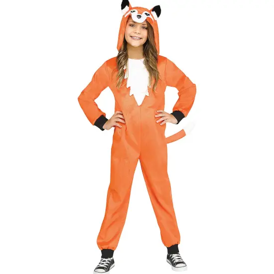Child Fox Jumpsuit Costume Unisex Halloween Orange One-Piece {1}