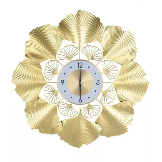 70cm 3D Creative Elegant Round Ginkgo Biloba Wall Clock Living Room Home Decor {1}