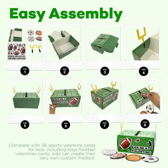 4E's Novelty DIY Football Valentine Mailbox Kit with 36 Sport Valentine Cards for Kids, Valentines Mailbox Kit for Boys & Girls, Classroom Mailbox & School Party {5}