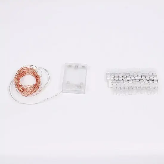 32 ft Warm White Battery Operated LED String FAIRY LIGHTS Clips Party Supplies {3}