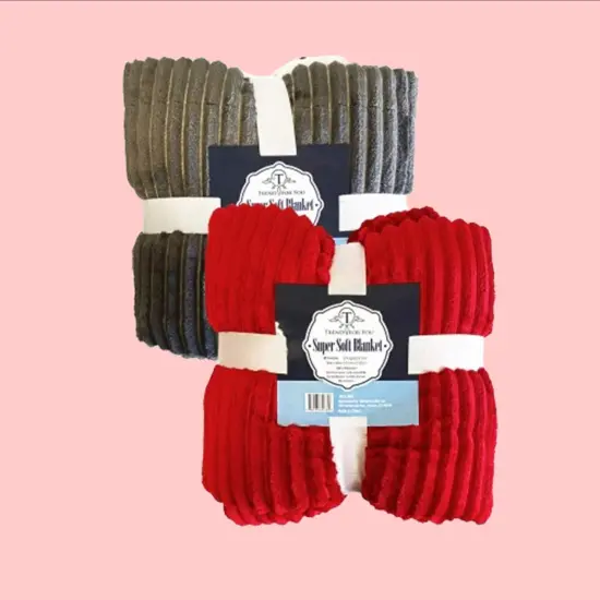 50x60" Sherpa Throw Blanket Charcoal & Red, Ultra-Soft Flannel Fleece Front {3}