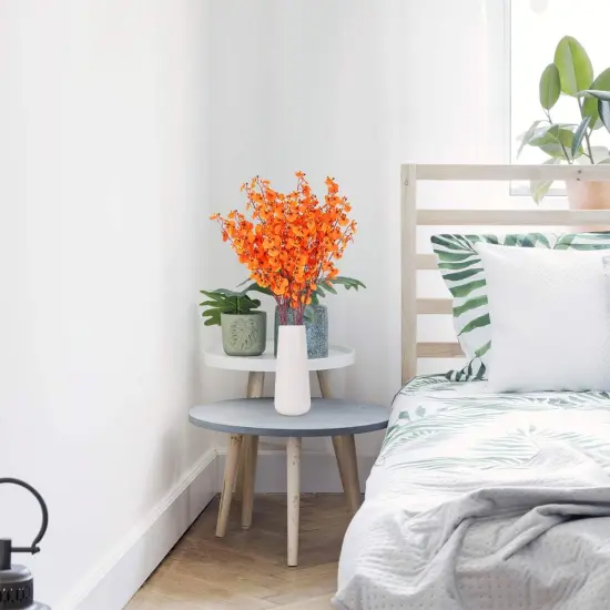 rtificial Orchids Flowers Bouquet Realistic Orchids Silk Bulk, 8PCS Faux Flowers Flowers Fake Orange Orchids Long {3}