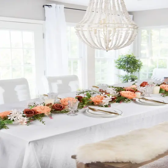 Artificial Peony Flower Garland - 6ft Silk Peony Orange Flower Garland Arch Flower Vine {2}