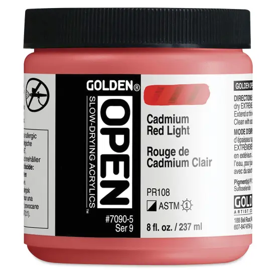Golden Open Acrylics - Cadmium Red Light, 8 oz Jar {2}