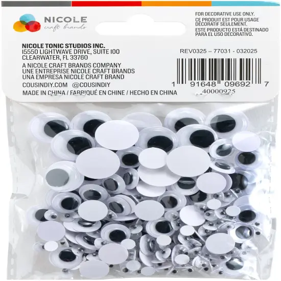CousinDIY Paste-On Wiggle Eyes 5mm To 15mm 200/Pkg-Black {2}