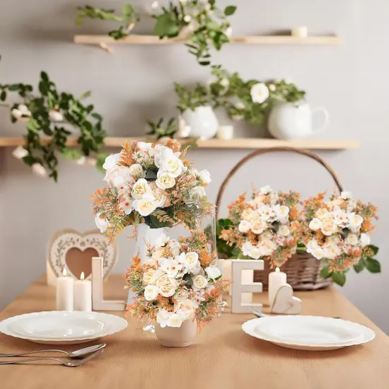 8 Pieces Peonies Artificial Flowers - Champagne {4}