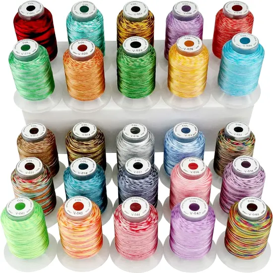 25 Colors Variegated Polyester Embroidery Machine Thread Kit 500M {1}