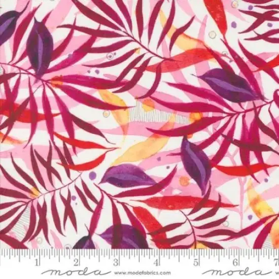 Coming Up Roses Leaf Watercolor Pink 44"/45" Fabric Per Yard {1}