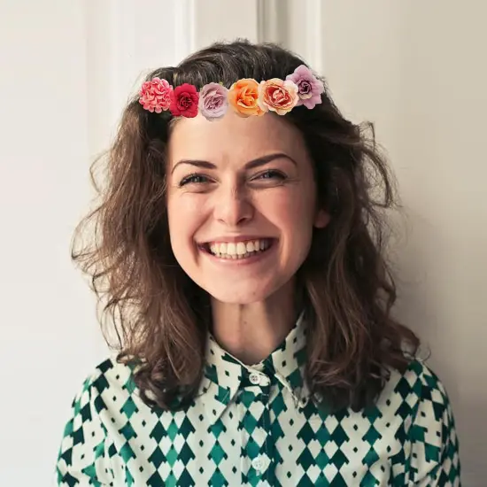 24 Pcs Faux Silk Flowers Heads Fake Rose Daisy Peony(Orange) {5}