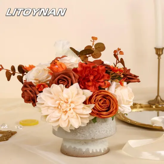 Artificial Flower Box Set - Chic Terracotta Rust {3}