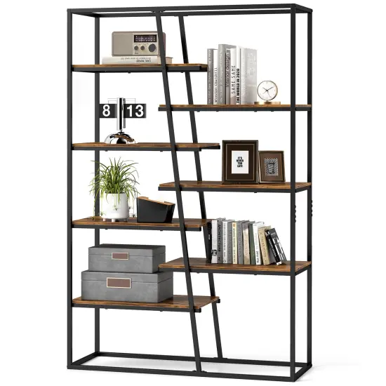71-Inch 7-Tier Etagere Bookcase with Heavy-Duty Metal Frame and {4}