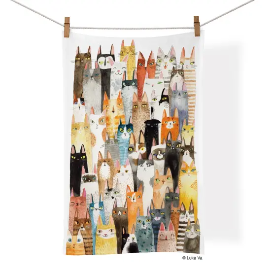 Cat Power Cotton Kitchen Tea Towel {1}
