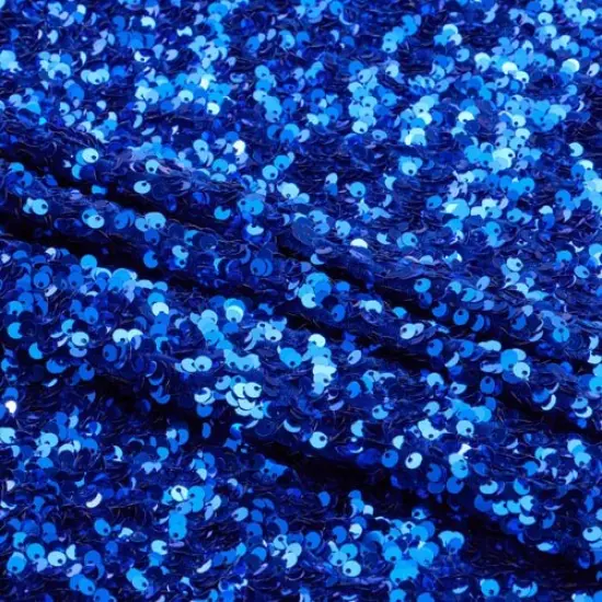 1 Yard Stretch Velvet Sequin Fabric 2 Way Polyester Spandex 36" x 60" Length by Width Royal/Royal {1}