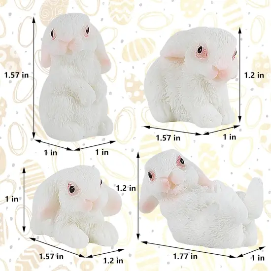 24 PCS Mini Bunnies Easter Decor - Mini Resin Animals Rabbits, Miniature Figurines Tiny Animals to Hide, for Easter Egg Filler Stuffers DIY Crafts Fairy Gardens Table Decor (White) {3}