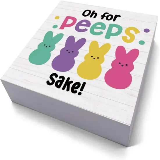 Funny Easter Bunny Decor Desk Decor Wooden Box Sign Easter Decorations Easter Gift Wood Block Plaque Box Sign {2}