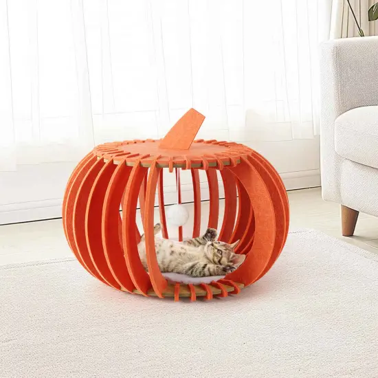Portable & Collapsible Bed for Cats Dogs, Ideal Gift for Cat Dogs Lovers & Halloween Decor Orange {6}