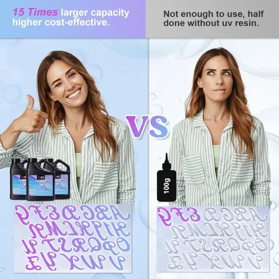 LET'S RESIN UV Resin, Upgraded 1500g Ultraviolet Epoxy Resin Clear, Odorless & Low Shrinkage UV Resin Hard with Silicone Measuring Cups, UV Resin Kit for Jewelry, UV Resin Molds, Craft Decoration {6}