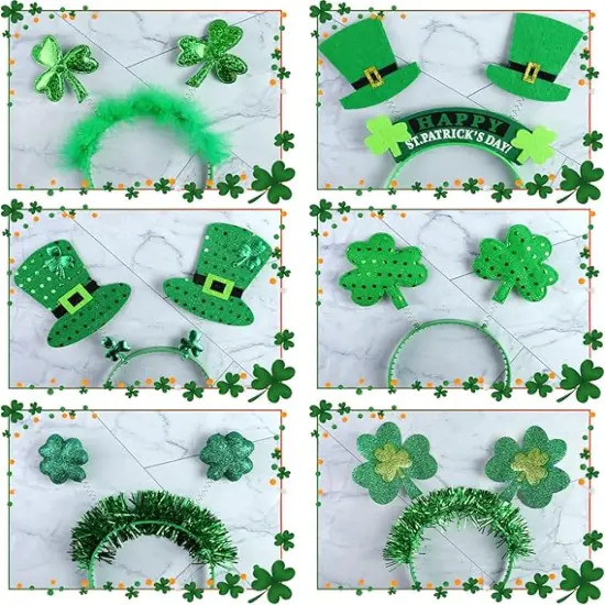12 Pcs St. Patrick's Day Headband Leprechaun Headband Shamrock Green Headband-St. Patrick&rsquo;s Day Party Favors {4}