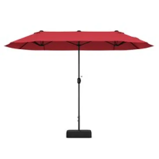Polyester 13 Feet Double-Sided Patio Twin Table Umbrella with Crank Handle & UV Protection Wine {7}