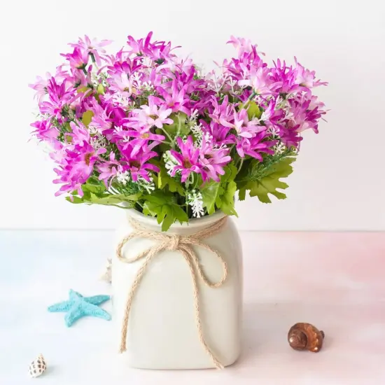 4pcs 18 Heads Artificial Daisy Flower Branch Home Wedding Party Decoration Purple {1}