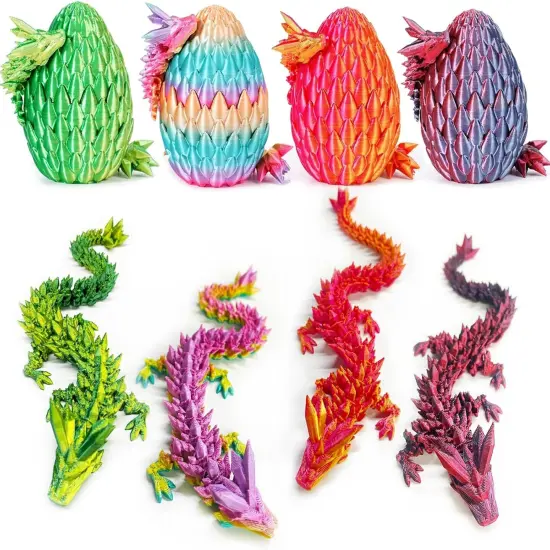 4PCS 3D Printed Dragon Eggs with Dragon Inside,Prefilled Mini Easter Eggs Articulated Crystal Dragon Fidget Toys {1}
