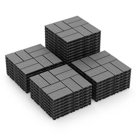 18 Pieces 12 x 12 Inch All Weather Interlocking Deck Tiles Ideal for Outdoor Use Grey {4}