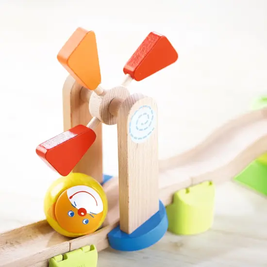 HABA Marble Run Kullerbu Windmill Playset, STEM Toy Building Set for 3-5 Year Olds, Montessori Toys Marble Maze, 25 Piece Ball Track Multicolor {6}
