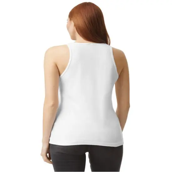 American Apparel&reg; Ladies CVC Racerneck Tank Heather Charcoal {8}