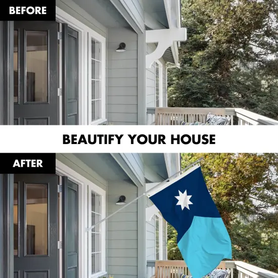 G128 Combo Pack: 6 Ft Tangle Free Aluminum Spinning Flagpole (Silver) & Minnesota New Version MN State Flag| 3x5 Ft | LiteWeave Pro Series Printed 150D Polyester | Pole with Flag Included {3}