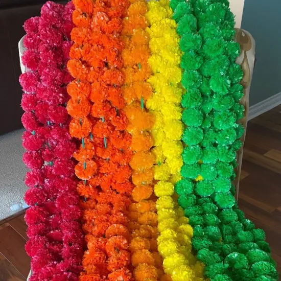 Artificial Marigold Strings, Diwali Decoration, Day of the Dead, Halloween, Marygold Flower Garland, Pooja Backdrop, Aztec Marigold Flowers {5}