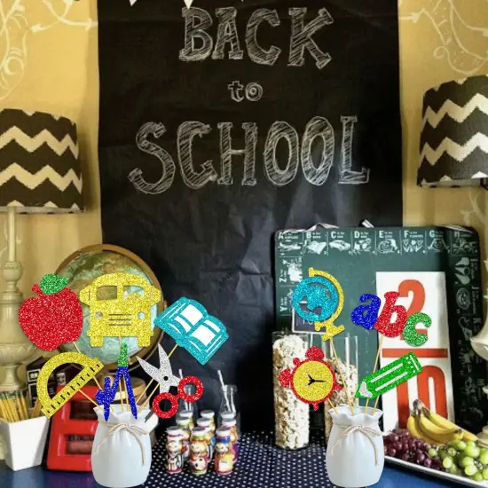 Back to School Party Centerpiece Sticks Glitter {5}