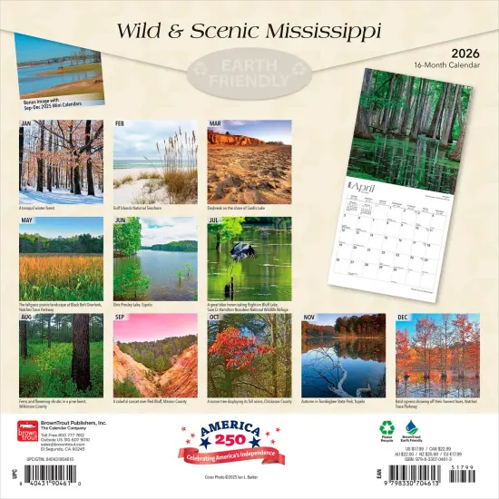 Mississippi Wild & Scenic | 2026 12 x 24 Inch (Hanging) Monthly Square Wall Calendar | Plastic-Free {2}