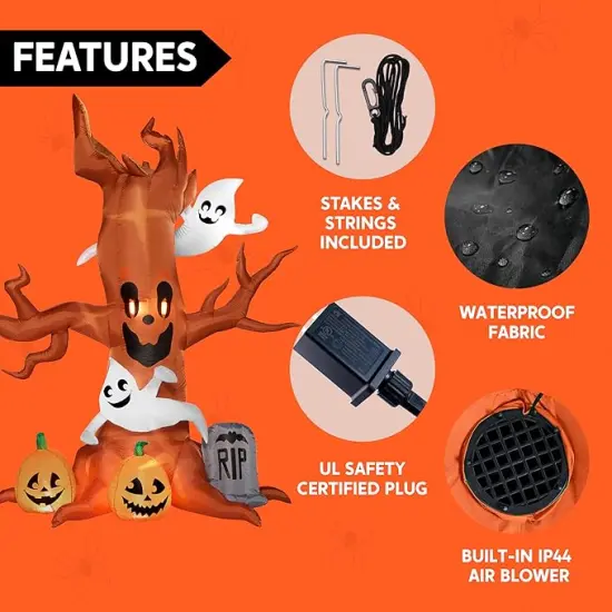 Halloween Inflatable Scary Tree with Ghost Decorations {4}
