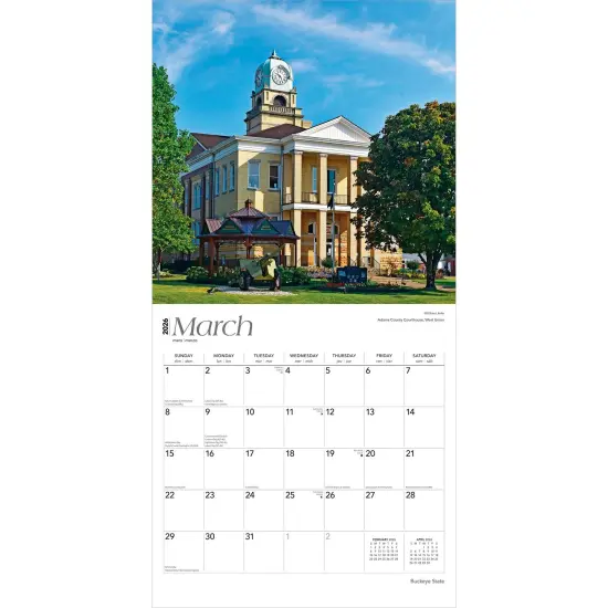 Buckeye State | Ohio Places | 2026 12 x 24 Inch (Hanging) Monthly Square Wall Calendar | Plastic-Free {3}