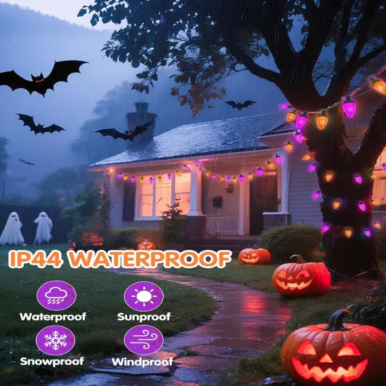 26ft C7 Purple and Orange Halloween String Lights Outdoor {5}
