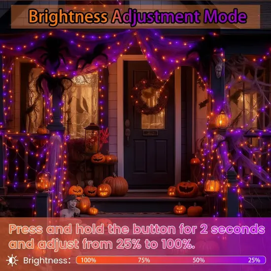 200 LED Halloween String Lights Outdoor Indoor - Orange and Purple {4}