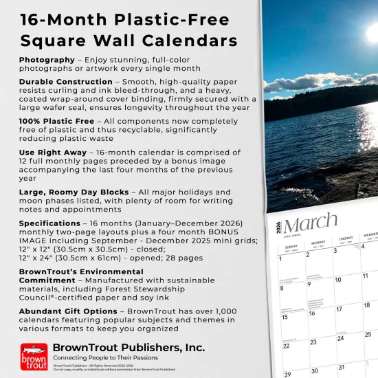 Vermont Wild & Scenic | 2026 12 x 24 Inch (Hanging) Monthly Square Wall Calendar | Plastic-Free {6}