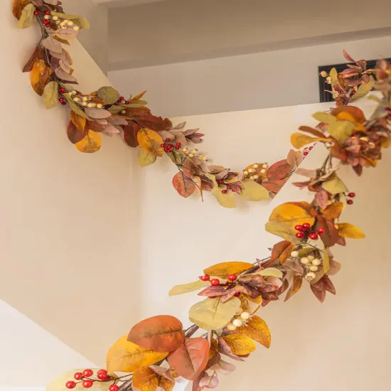 6.8FT Thanksgiving Leaf Garland With Pumpkin and Pine Cone {5}