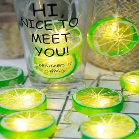 19.6FT LED Fruit Shape Decorative String Light Battery Light Orange Lime {2}