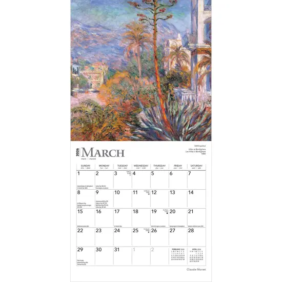 Claude Monet | 2026 7 x 14 Inch (Hanging) Monthly Mini Wall Calendar | English/French Bilingual {3}