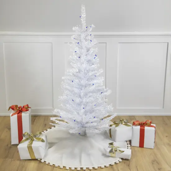 Northlight Pre-Lit Slim Woodbury White Pine Artificial Christmas Tree - 4' - Blue Lights {1}