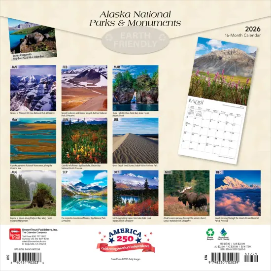Alaska National Parks & Monuments | 2026 12 x 24 Inch (Hanging) Monthly Square Wall Calendar | Plastic-Free {2}