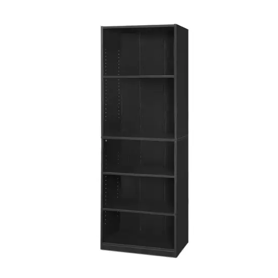 71-inch Tall 5-Shelf Bookcase in Black Wood Finish {6}