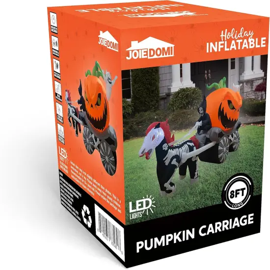 Halloween Inflatables Pumpkin Carriage Outdoor Decorations, Blow Up Pumpkin Carriage with Build-in LEDs {6}