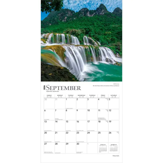 Waterfalls | 2026 12 x 24 Inch (Hanging) Monthly Square Wall Calendar | Plastic-Free {4}